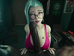 Fucking Seraphine in an Elevator in 3D Anime Hentai