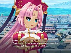 magicami - koihime muso collab features 3some cowgirl riding in anime hentai group