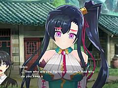 magicami - koihime muso collab features 3some cowgirl riding in anime hentai group