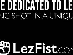 kinky blonde teen feels excited with brunette strapon play