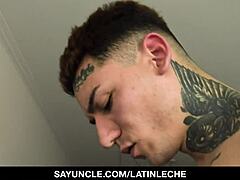 Latino Hunk with Tattoos Tops Big Dick Boy Raw