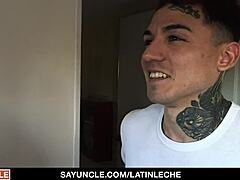 Latino Hunk with Tattoos Tops Big Dick Boy Raw