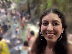 crazy gay cumwalk adventure on public outdoor waterfall with intense action