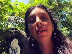 crazy gay cumwalk adventure on public outdoor waterfall with intense action