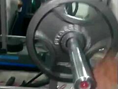 Bench Press Blowjob with Ebony Muscle Stud.