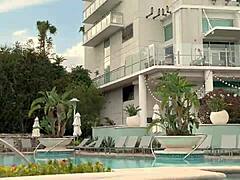 Damn! Hot Milf Flashes Wet Pussy In Public Hot Tub!