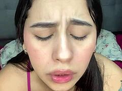 Cachonda latina drinks her own milk in joi session