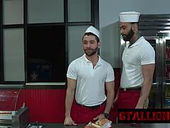 Yo, hunks showing off how to handle big dicks