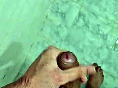 gordinho jerking off in the shower till he cums hard.
