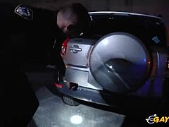 two gay cops suck and ride huge black cock outdoors hardcore