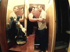 Man, banging this curvy chick between tight walls!