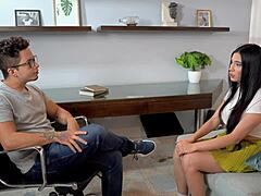 Perverted psychologist fucks patient with big tits and ass in office