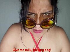 look at those cute eyes while she swallows