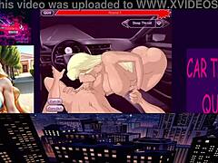 blonde hentai babe gives sloppy deepthroat in car action scene