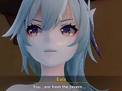 Eula from genshin in 3d hentai animation