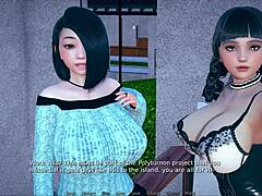 curvy 3d anime girl with big tits getting sexy in polyturnon 3 game