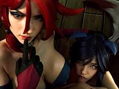 League Of Legends Miss Fortune And Ahri Cosplay Uncensored Hentai AI Generated
