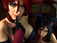 League Of Legends Miss Fortune And Ahri Cosplay Uncensored Hentai AI Generated