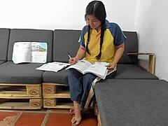 Studying for exam turns into hard pounding with cum on face! Will I pass?