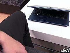 glazy facial ejaculation for hunk with cock sucking