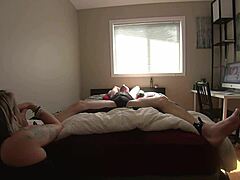 Femdom MILF teases and licks her tied-up boyfriend