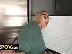 Damn, hot milf teacher Heather Hendrix nails her job and a blowjob!