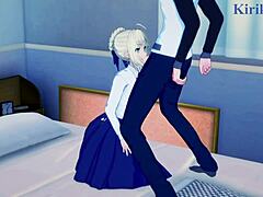 Saber, Rin, and Shirou in wild Fate Stay Night hentai sex