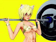 Futa lewd gym session with Aiko and her big natural tits