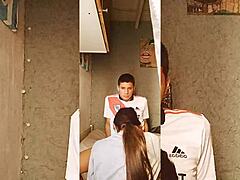 river plate player fucks big-assed brunette in missionary and cowgirl, with blowjob and handjob