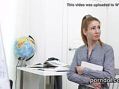 cute college girl gets teased and nailed by senior teacher