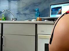 ultimate pleasure: topless babe spreads big ass in garage masturbation session