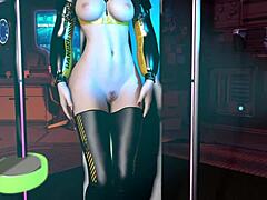 3D Sexy Asian Robot's Wet Pussy Fucked Hard in Lingerie