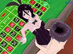 rukia kuchiki and yoruichi shihouin in bunny girl outfits have intense sex with creampie in bleach hentai