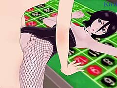 rukia kuchiki and yoruichi shihouin in bunny girl outfits have intense sex with creampie in bleach hentai