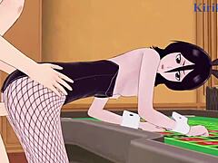 rukia kuchiki and yoruichi shihouin in bunny girl outfits have intense sex with creampie in bleach hentai