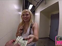 Blonde teen bangs hard for quick cash