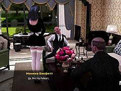 Intense creampie action in the kitchen during fashion business episode 74.