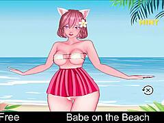 this babe on the beach is playing an erotic game, so anime hentai style