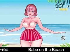 this babe on the beach is playing an erotic game, so anime hentai style
