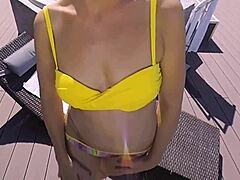 hot pov jacuzzi banging with mature brunette outdoors. her tattooed body rides hard.