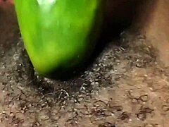 cyndy blackslave uses cucumber for fun