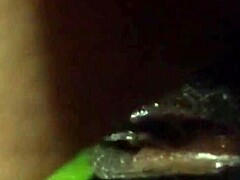 cyndy blackslave uses cucumber for fun