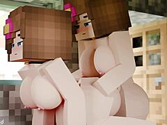 Damn! Jenny Slams Jenny in Wild Minecraft Action!