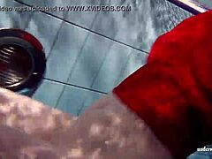 Russian Teen Lucie Swimming Underwater in Pool.