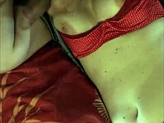 french amateur in satin outfit gets deepthroat and doggystyle.