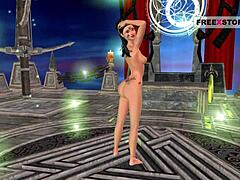 animated cartoon video of a cute girl getting licked by a tongue