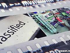 Jade Amber gets stripped down in the shop, then gives a deepthroat blowjob and handjob to the LP officer's monster cock before bending over for doggystyle and cowgirl action at work.