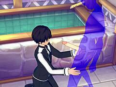 Sword Art Online yaoi: Kirito enjoys a hot handjob in this gay anime porn.