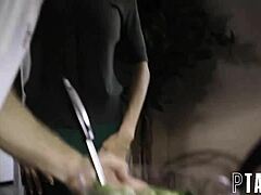 Alexis Fawx and Arya Fae in doggystyle threesome with stepson, bent over and cumshot.