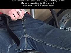 Young Gay Boy Jerking Off in Tight Jeans Fetish Scene